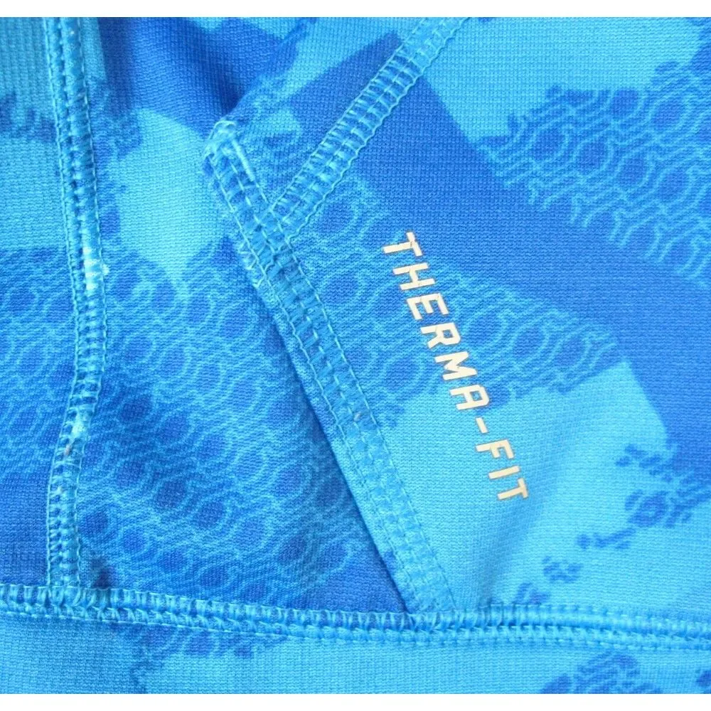 Nike Full Zip Hooded Long Sleeve‎ Sweatshirt Men's Medium Blue Geometric Print